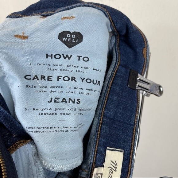 Madewell 10" High Rise Skinny Jeans Insuluxe Dark Wash Denim Size 24 AF686 - Picture 13 of 16